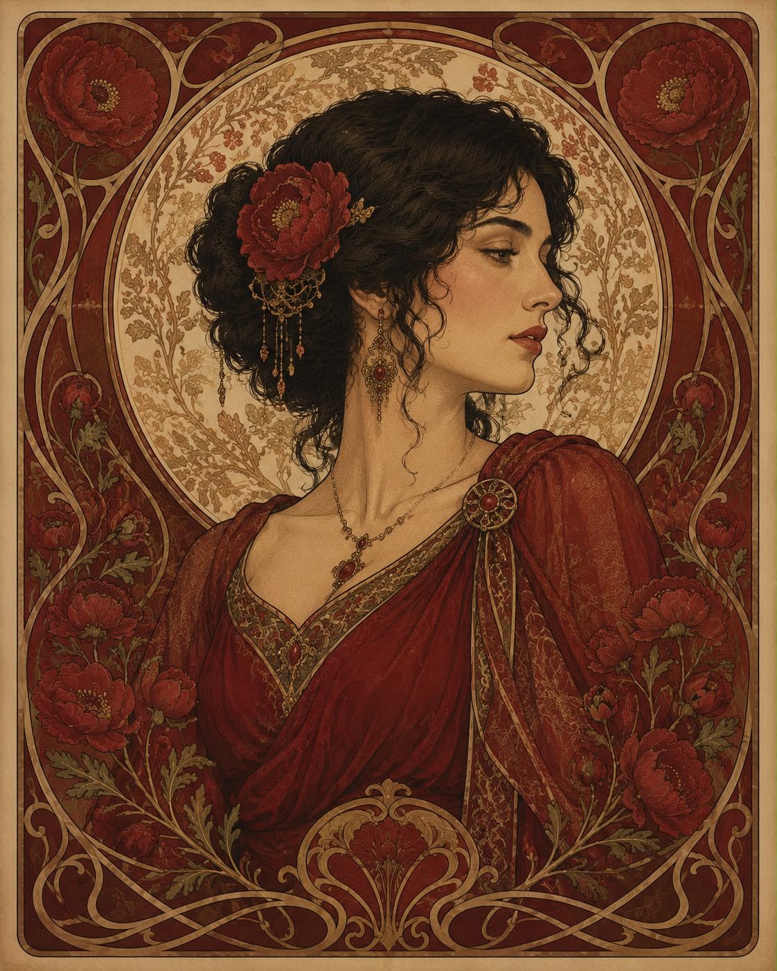 Crimson botanical portrait
